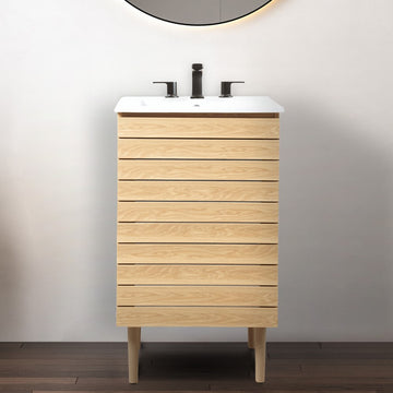 Aubert Thick Linear Slat Modern Farmhouse 2-Shelf Bath Vanity Cabinet Only (Sink Basin not Included) - JONATHAN Y